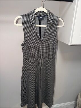 Anthropologie Black & White Sleeveless Collared Midi Dress